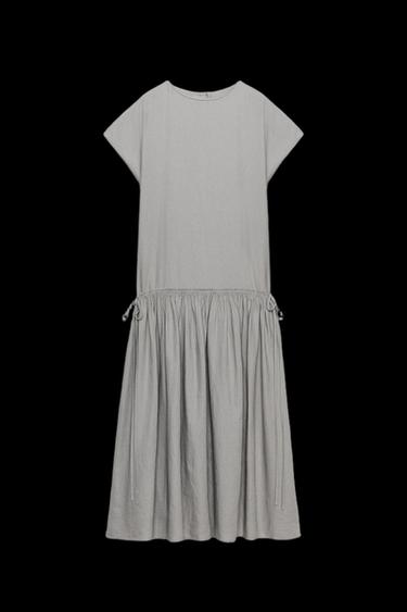 MIDIKLEID MIT LEINEN ZW COLLECTION - Grau von Zara