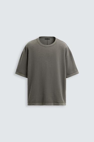 WASHED TEXTURED KNIT T-SHIRT - Grey by Zara