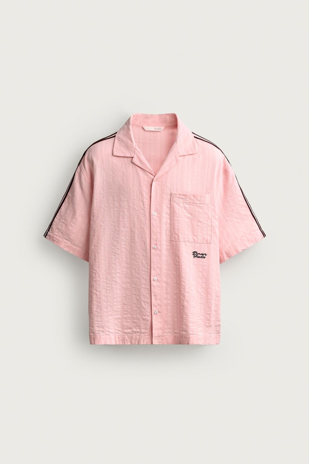 CONTRAST EMBROIDERY STRIPE SHIRT