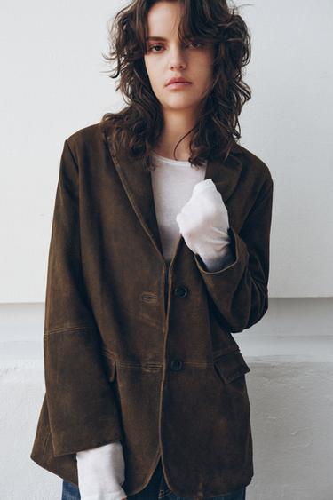 VESTE CUIR DAIM 100% ZW COLLECTION ÉDITION LIMITÉE - Marron de Zara - Image 3