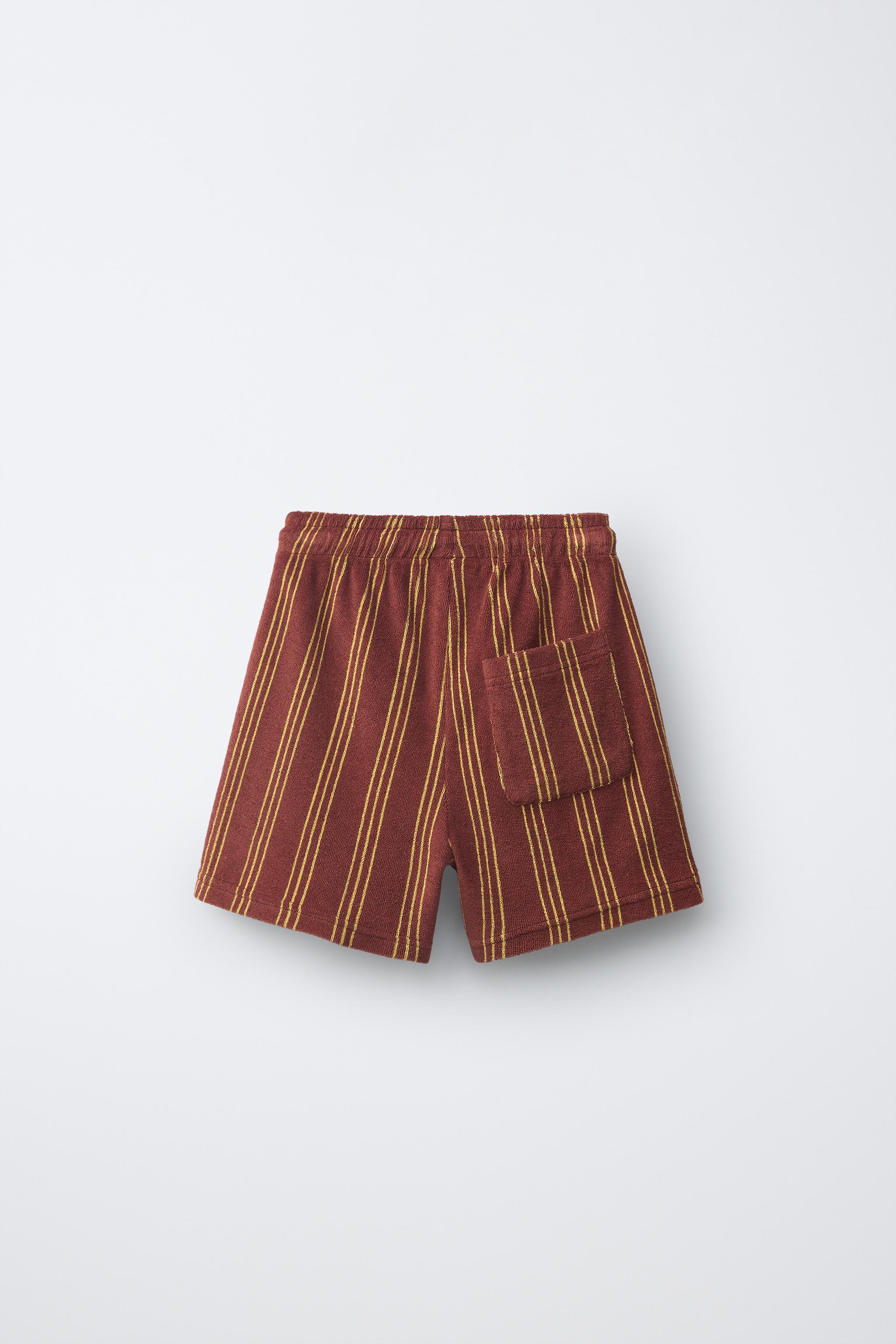 STRIPED TERRYCLOTH SHORTS - Blue | ZARA United States