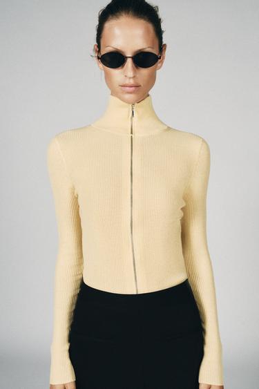 ПРИТАЛЕННЫЙ КАРДИГАН В РУБЧИК — ПАСТЕЛЬНО-ЖЕЛТЫЙ от Zara