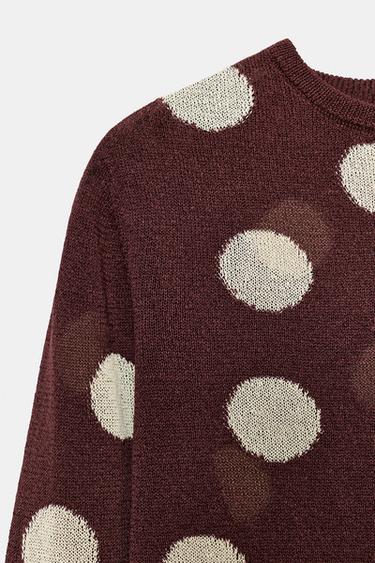 TOP EN MAILLE À POIS - Marron / Écru de Zara - Image 9