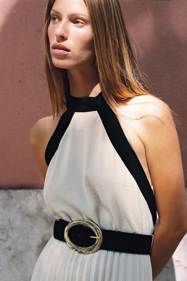 DRESS WITH MATCHING BELT - Ecru / Black by Zara - Image 2