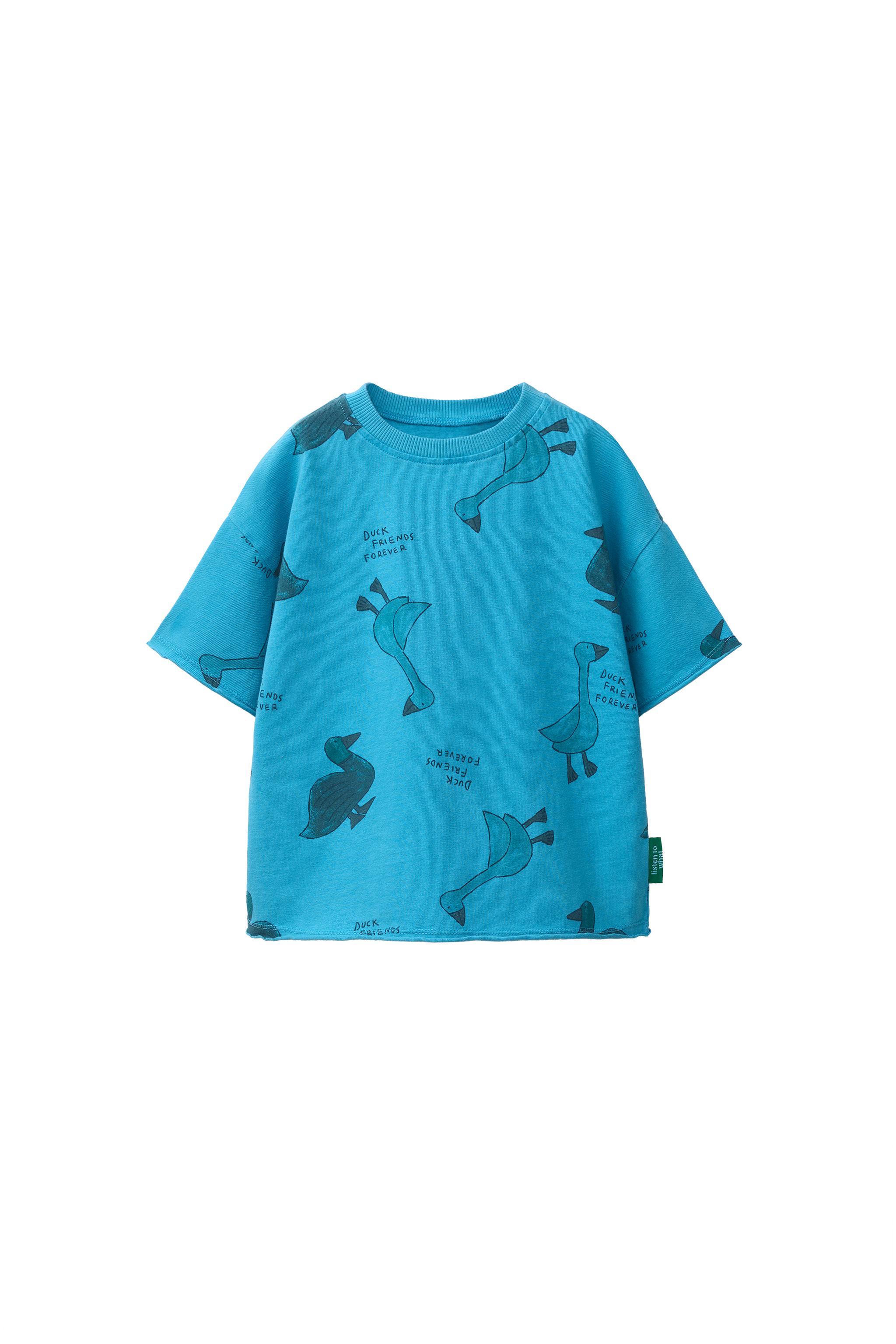 ダックプリントTシャツ - ミディアムブルー | ZARA Japan / 日本