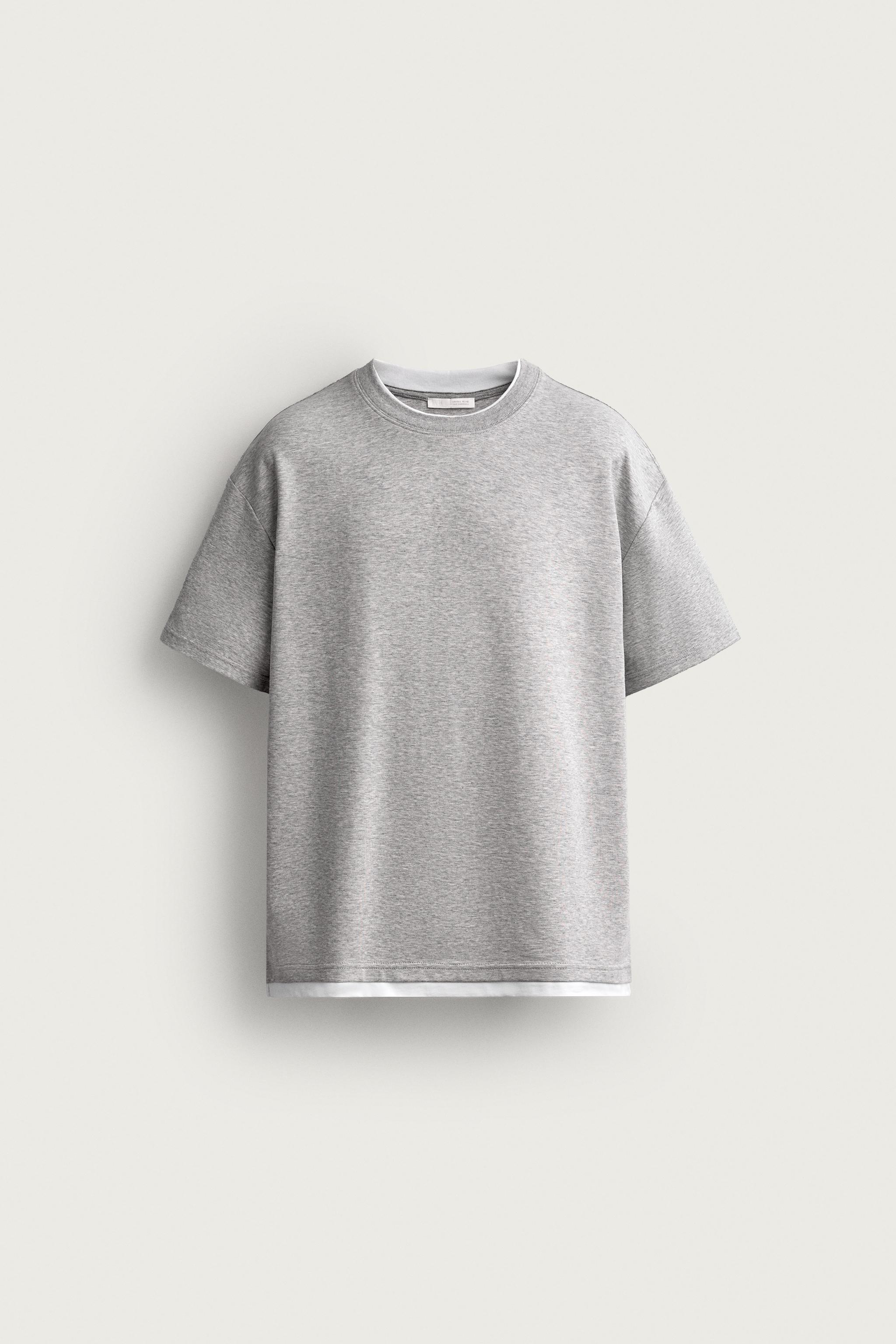 RELAXED-FIT CONTRAST T-SHIRT — Gray marl