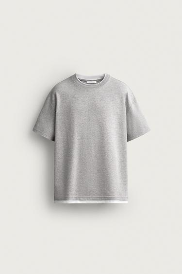 BLUZË RELAXED FIT ME KONTRASTE - Gri me cirka nga Zara