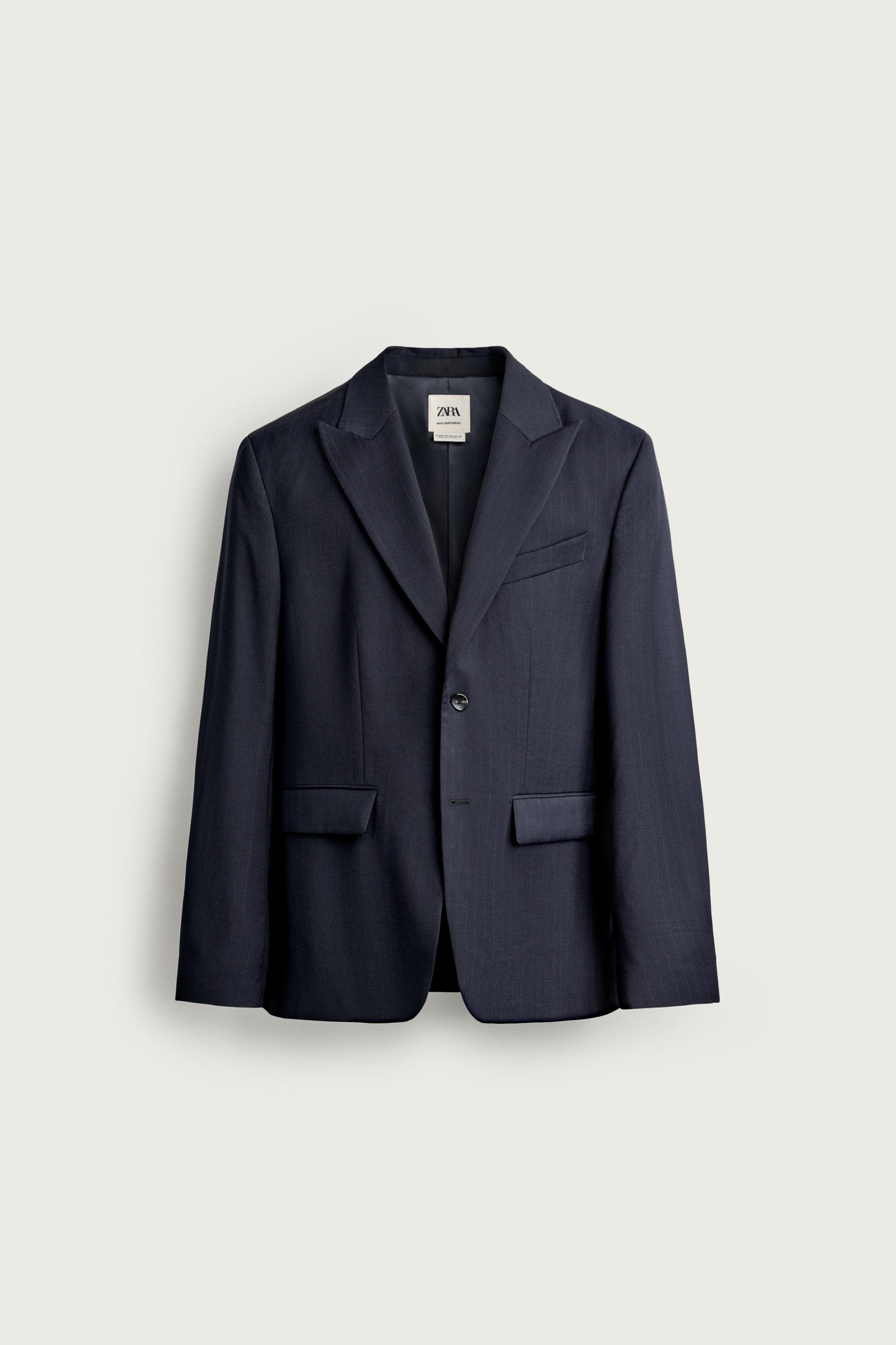 REGULAR FIT 100% WOOL PINSTRIPE SUIT BLAZER
