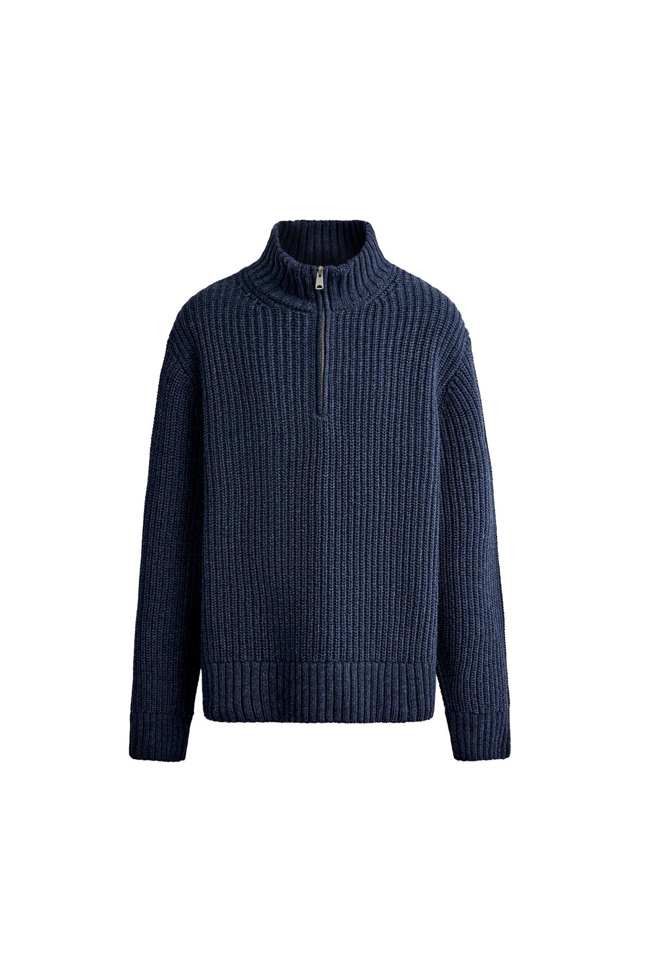 COTTON-WOOL QUARTER-ZIP JUMPER