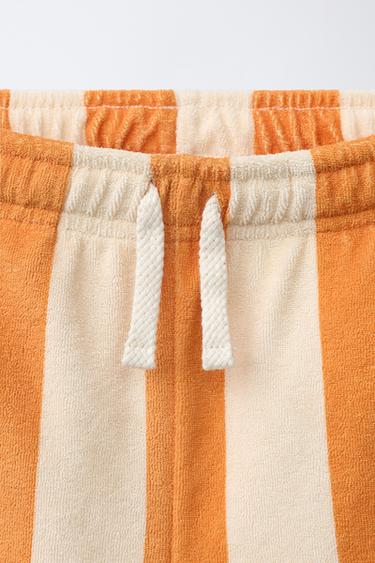 STRIPED TERRY BERMUDA SHORTS - Ochre by Zara - Image 2