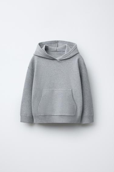 KNITTED HOODED SWEATER - Grey marl by Zara