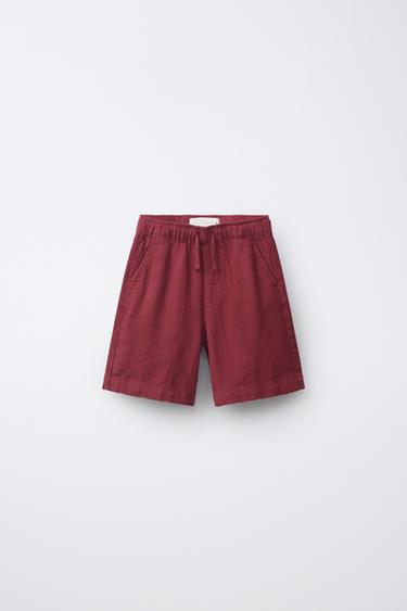RUSTIC BERMUDA SHORTS - Burgundy by Zara