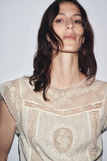 ROBE BRODERIES PAILLETTES LIMITED EDITION - Blanc cassé de Zara - Image 5