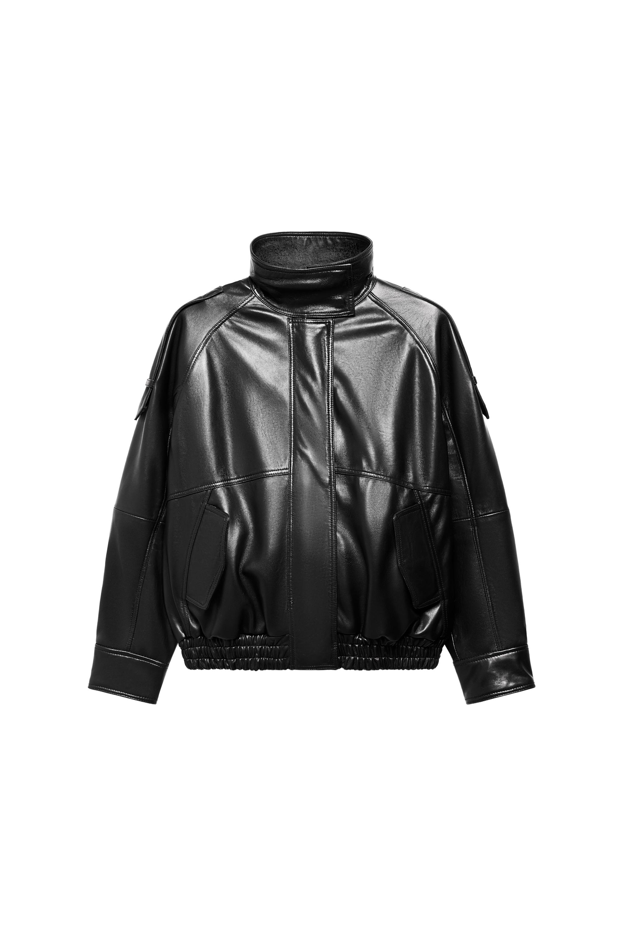 ジャケット・アウター   leather jacket 100% LEATHER JACKET ZW COLLECTION - Black | ZARA United States
