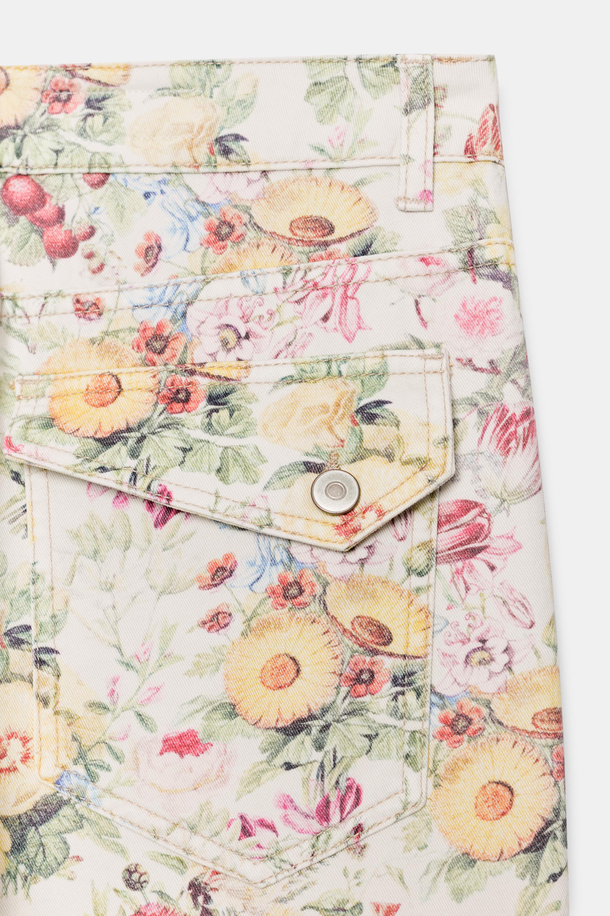 TRF FLORAL PRINT STRAIGHT JEANS