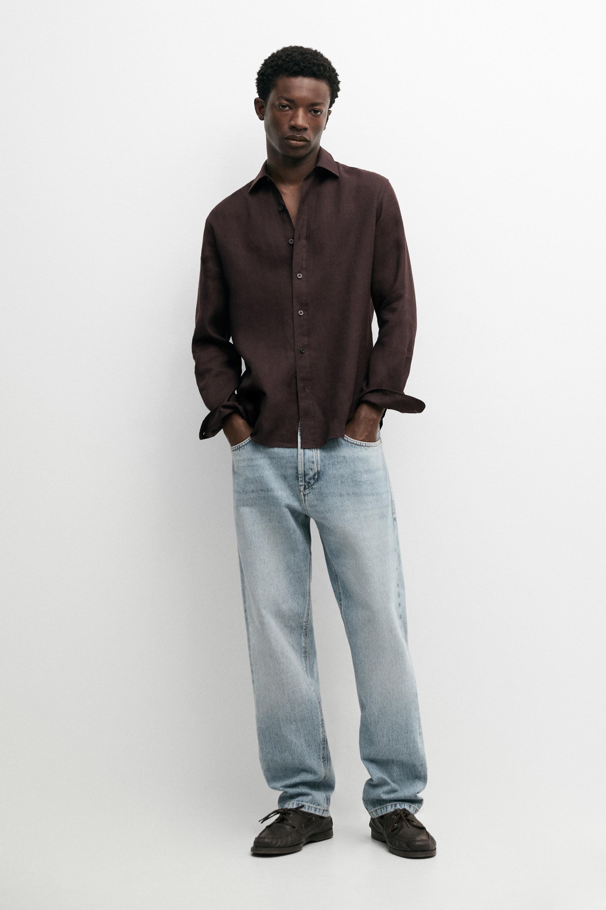 Slim fit 100% linen shirt — white