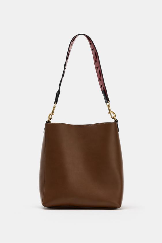 BUCKET BAG WITH HANDLE DETAIL - Dark tan by Zara - Image 3