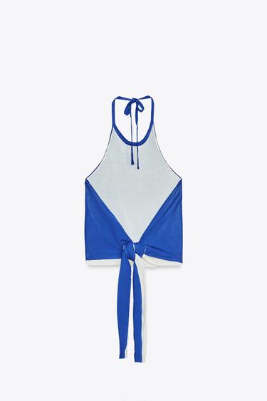 TOP HALTER EN MAILLE DOUBLE ÉPAISSEUR - Bleu roi de Zara - Image 5