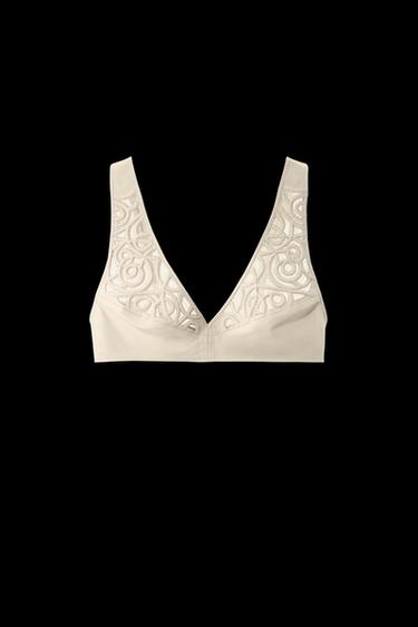 LEATHER TRIANGLE BRA - Ecru by Zara - Image 0