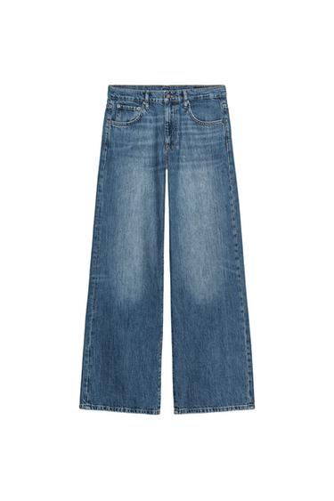 Zara ZW COLLECTION WIDE LEG LOW RISE JEANS - Indigo