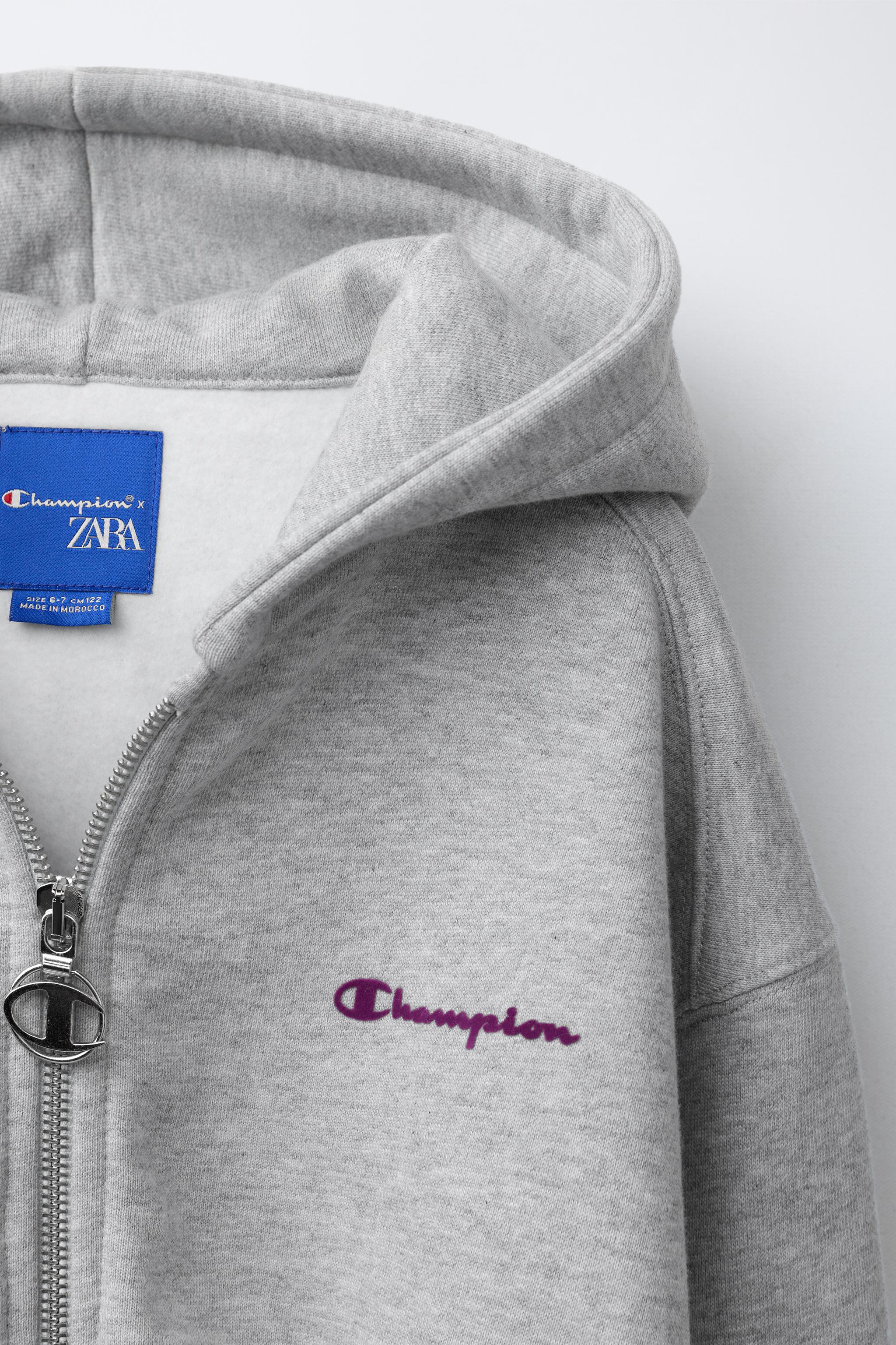 CHAMPION ® X ZARA FLOCK TEXT ZIP-UP HOODIE - Grey marl | ZARA Turkey