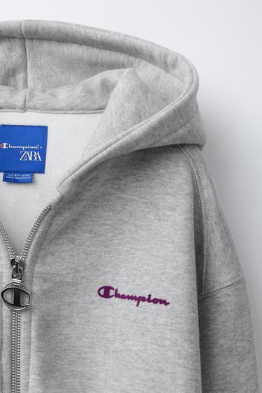 SWEAT ZIPPÉ INSCRIPTION FLOQUÉE CHAMPION ® X ZARA - Gris chiné de Zara - Image 2
