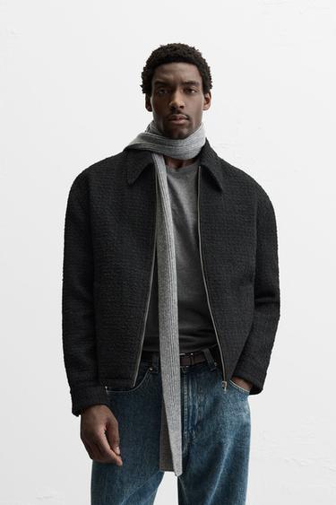 TEXTURED ZIP-UP OVERSHIRT - Black by Zara