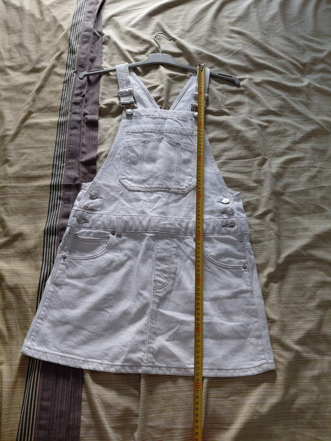 CONTRAST STITCH DENIM PINAFORE DRESS - Image 8