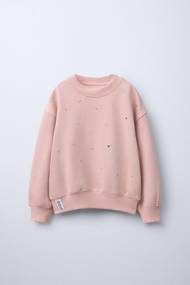 Zara STUD SWEATSHIRT - Faded pink - Image 0