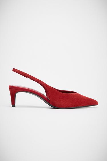 ZAPATO TACÓN PIEL DESTALONADO - Rojo de Zara