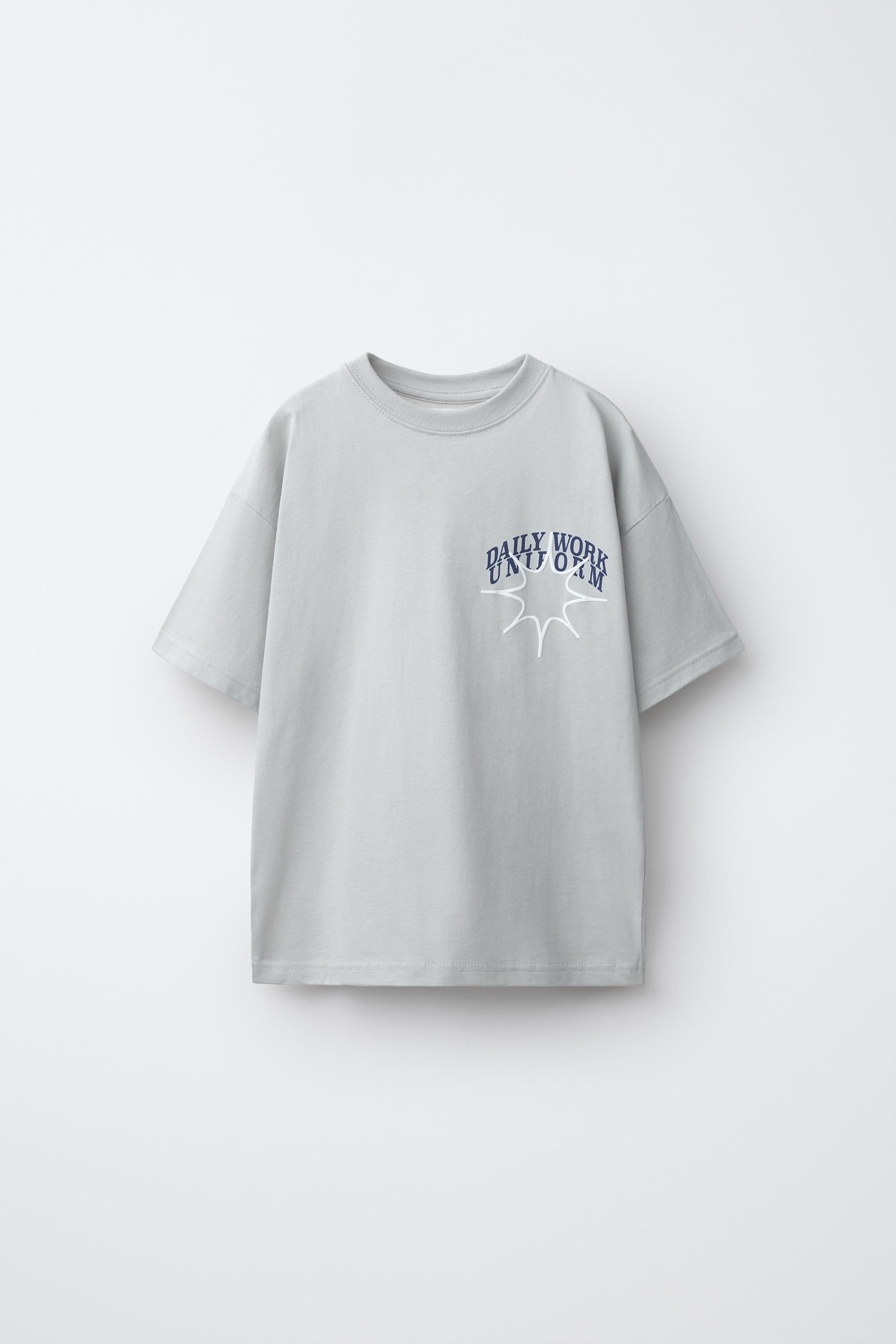 ❁ *M* ❁ページです CAMISETA ESTAMPADA COM TEXTO - Cinza-pérola | ZARA Brasil