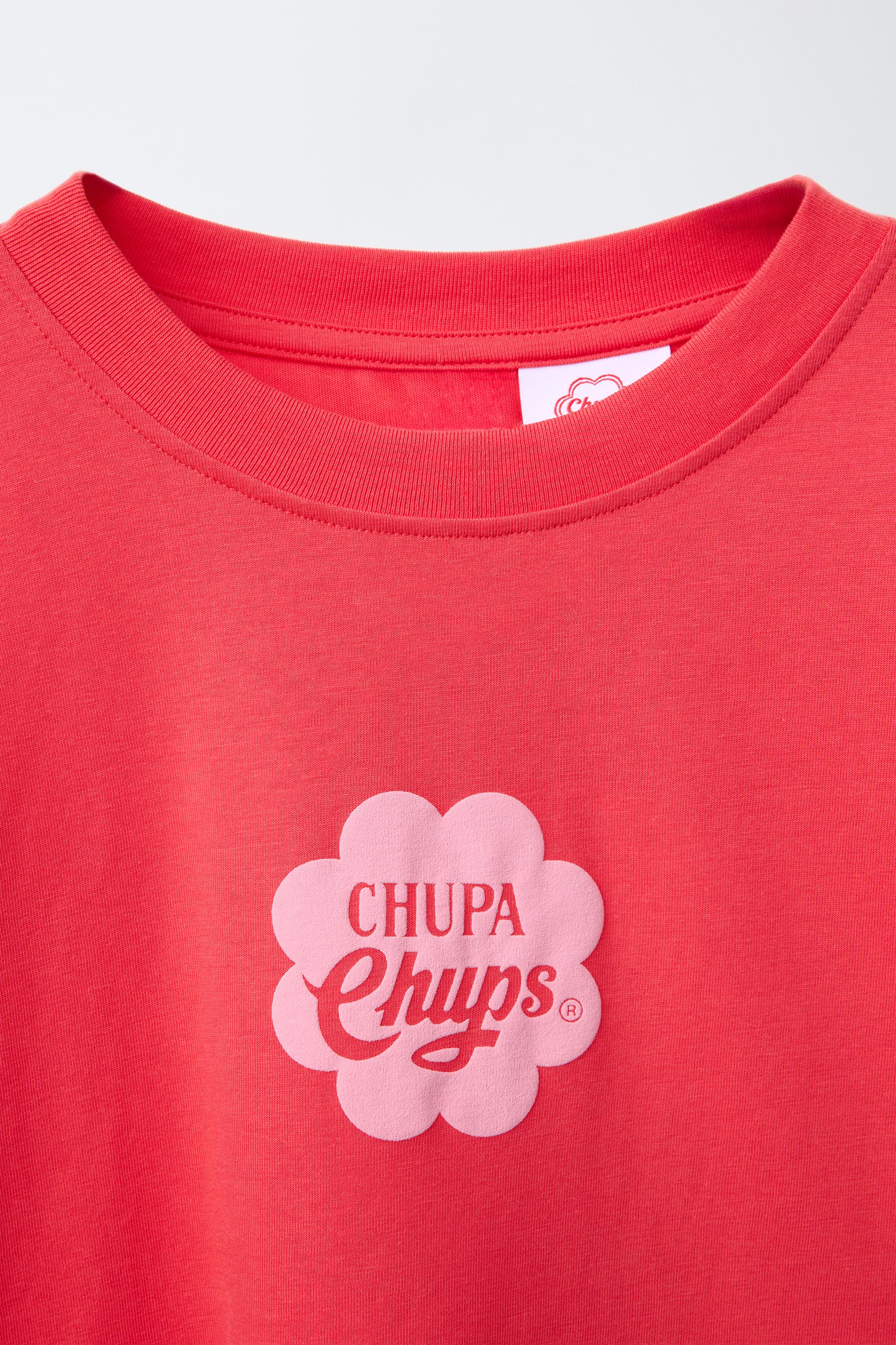 chu♡ CHUPA CHUPS ® PRINT T-SHIRT - Red | ZARA United States