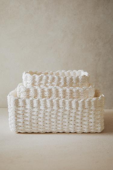 DOUBLE WOVEN BASKET - White by Zara