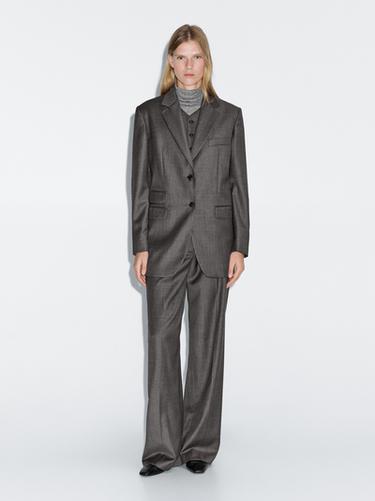 Veste de costume 100 % laine - Noir or de Zara