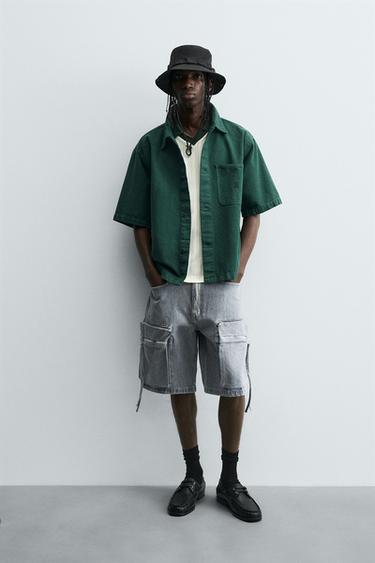 RELAXED FIT DENIM SHIRT - Green by Zara