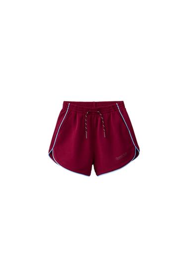 BERMUDA SPORTY CONTRASTE CON MODAL - Burgundy de Zara