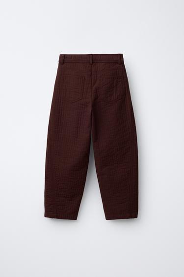 TEXTURED BARREL TROUSERS - Wine by Zara - Image 1