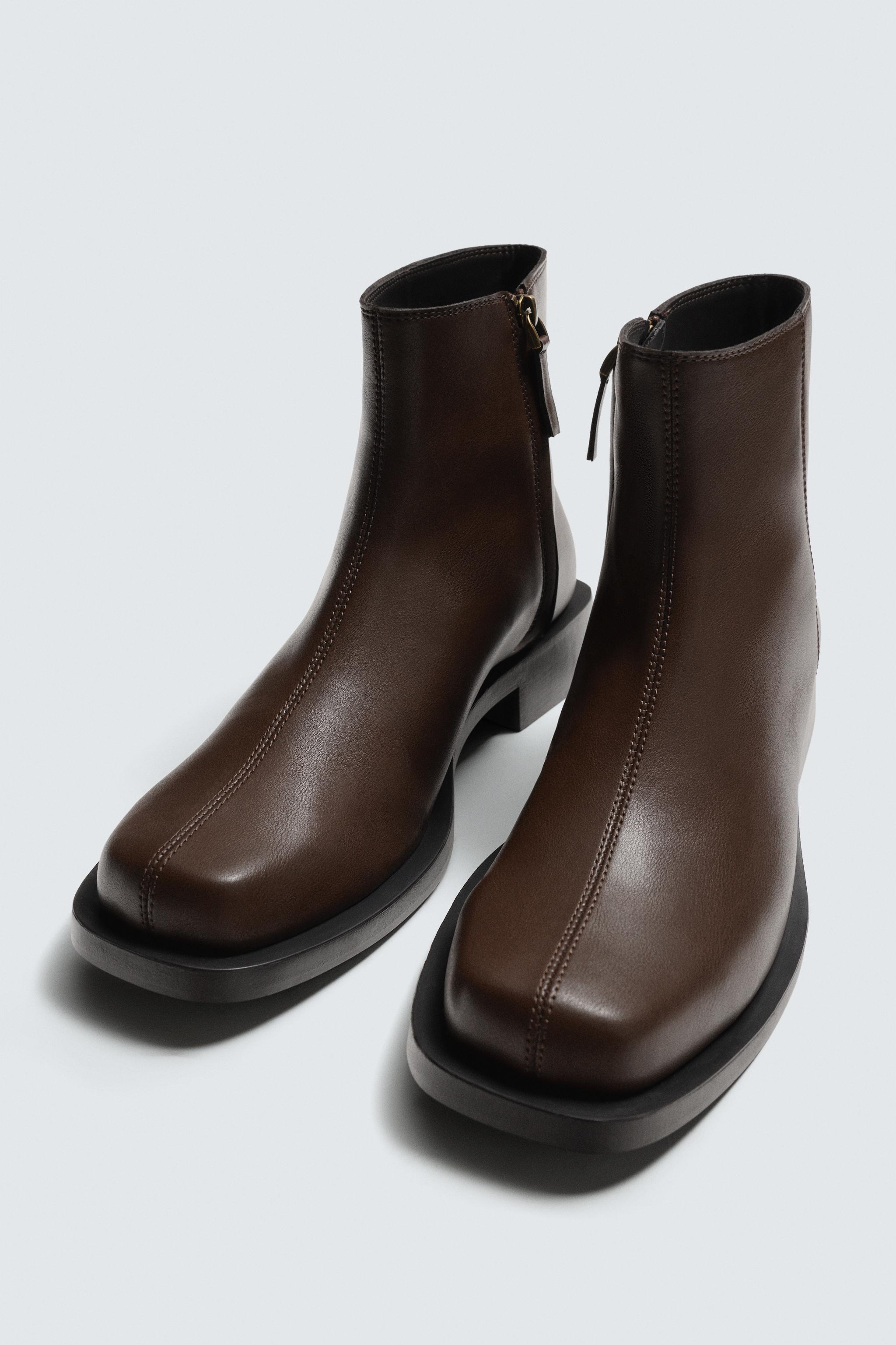 TOPSTITCHED BOOTS - Brown | ZARA New Zealand