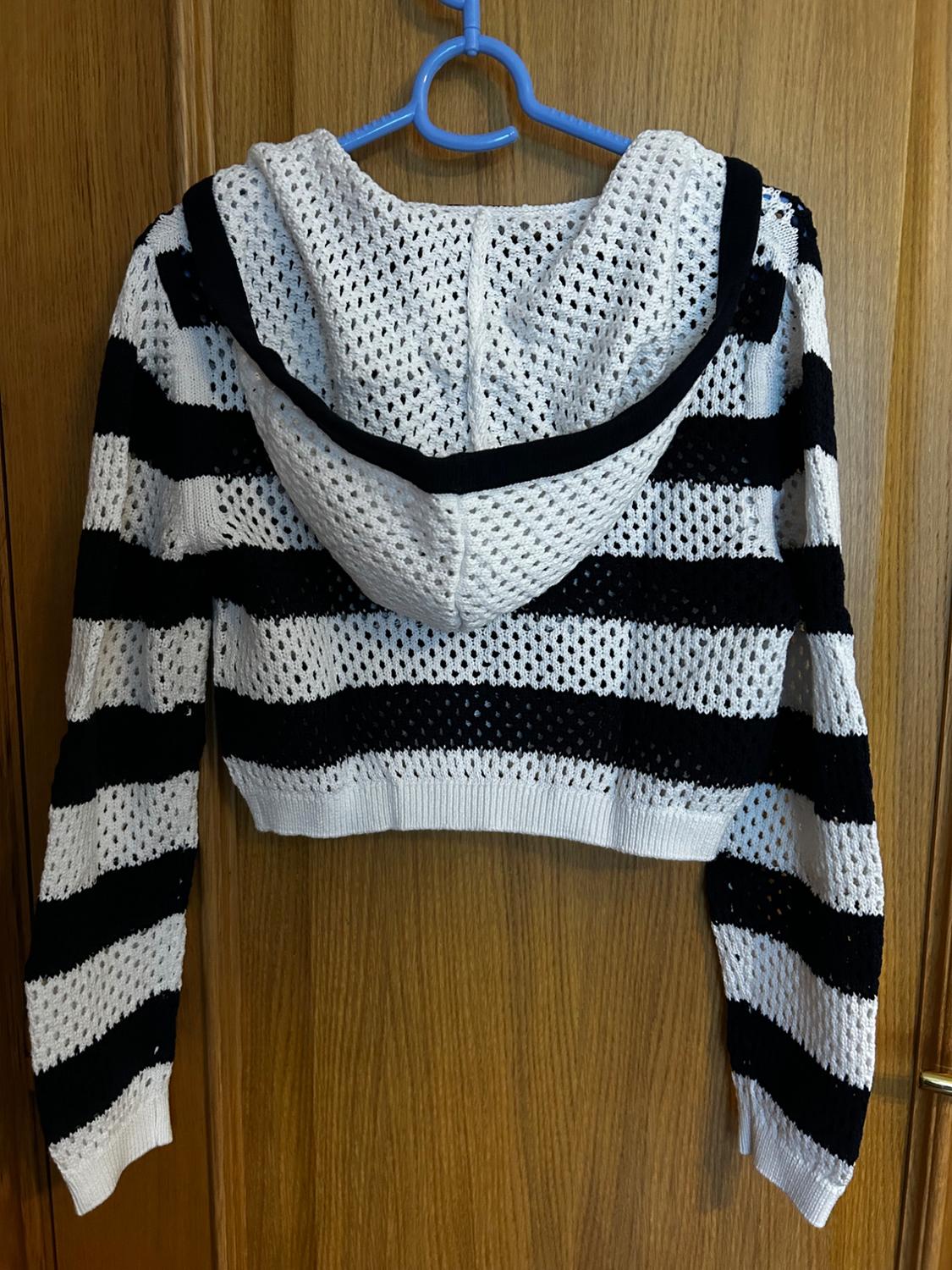 STRIPED POINTELLE KNIT TOP - Image 3