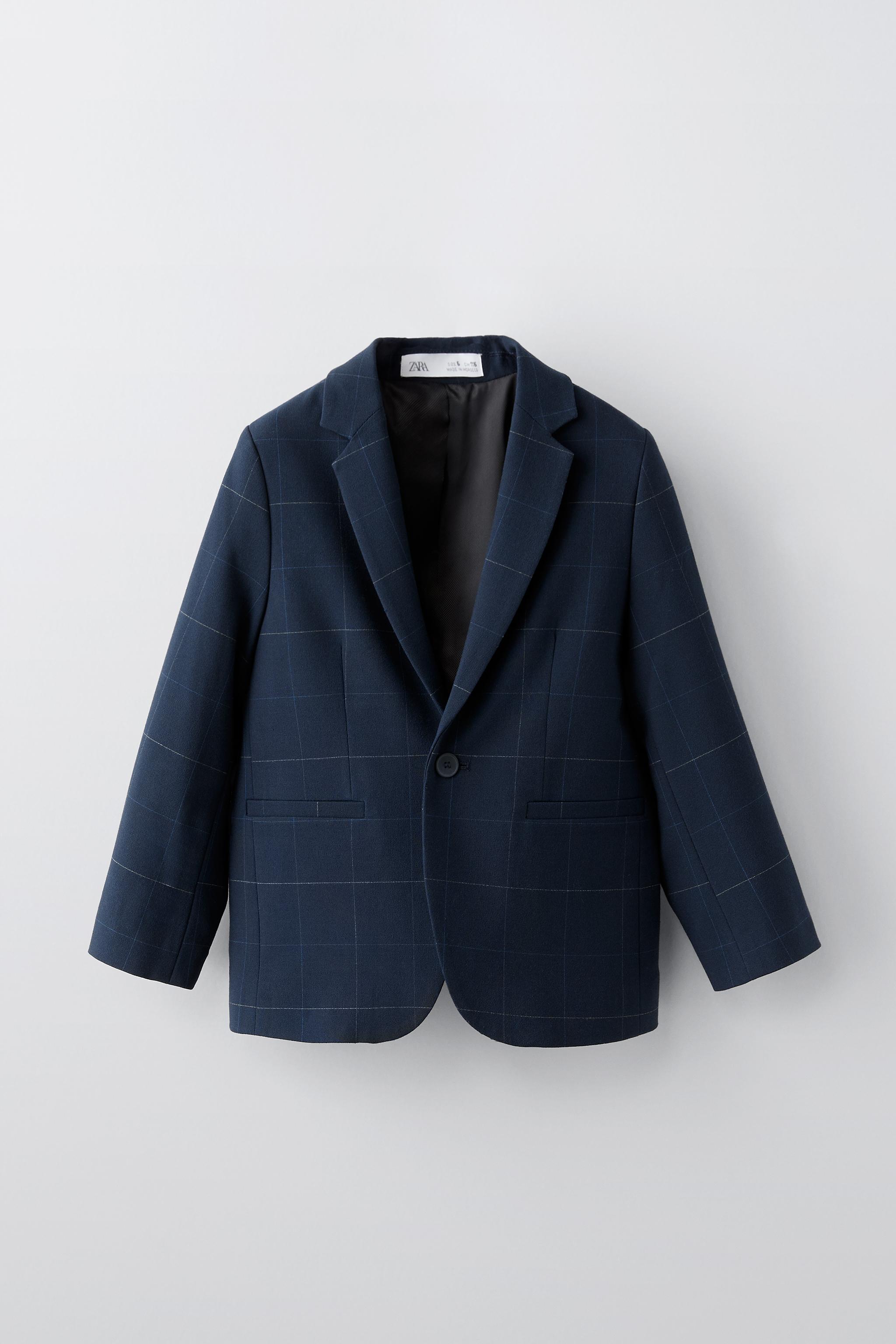 PLAID SUIT JACKET Navy blue ZARA Canada