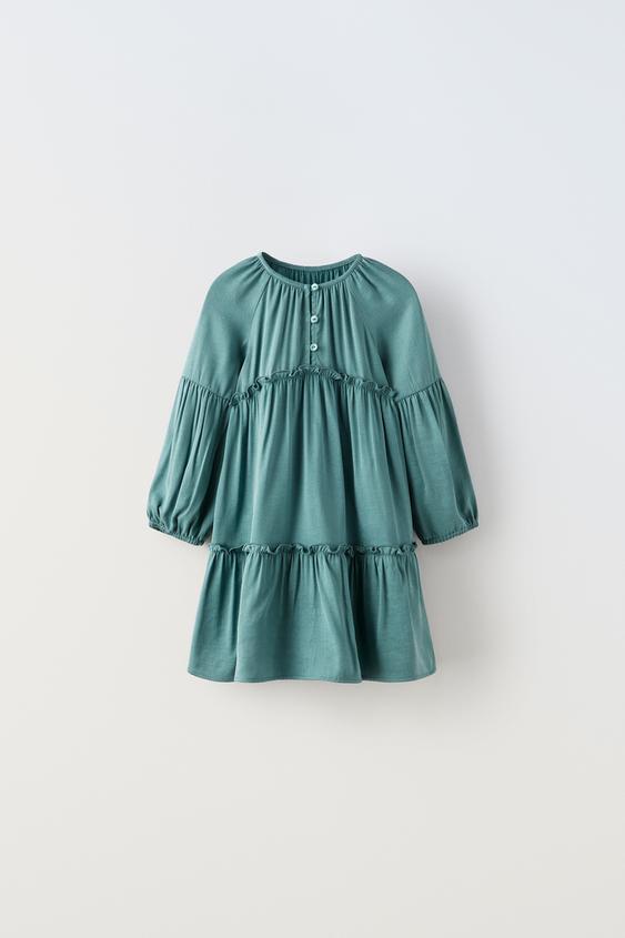 LOOSE-FITTING BUTTON-UP DRESS - Sea green | ZARA South Africa