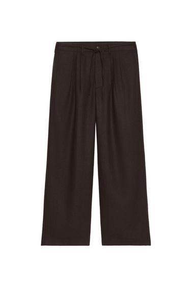 PLEATED FLANNEL SUIT TROUSERS SOSHIOTSUKI X ZARA - Brown by Zara