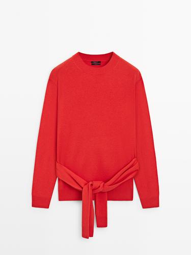 Zara Wool knit sweater with waist detail - Neon pink