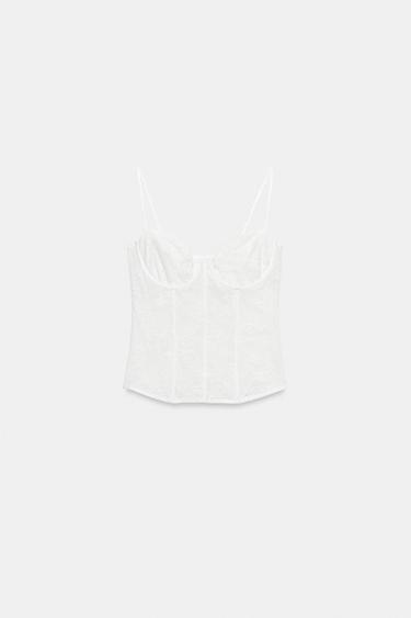LACE CORSETRY-INSPIRED TOP - Oyster-white by Zara