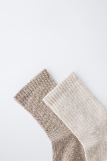 LOT DE DEUX CHAUSSETTES MI-HAUTES - Marron clair de Zara - Image 2