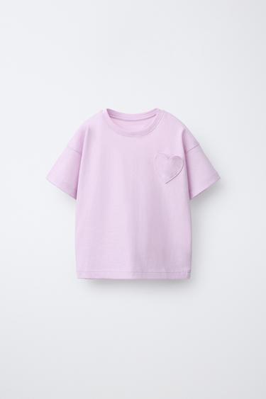 CAMISETA BOLSILLO CORAZÓN - Malva de Zara