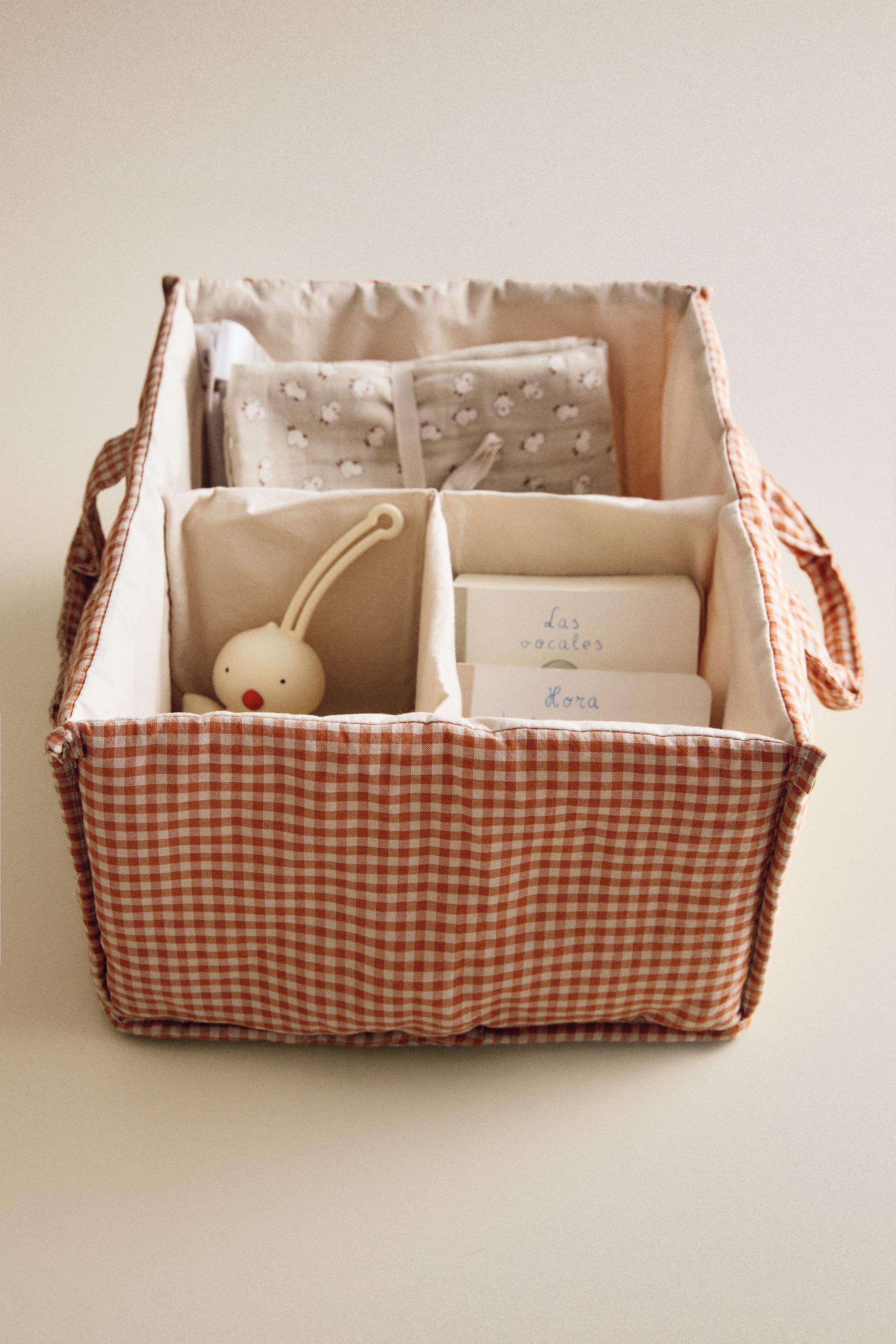COTTON GINGHAM BABY ORGANIZER — Dark orange