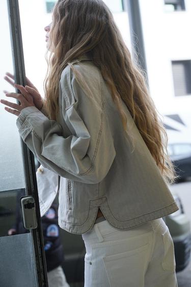 VESTE CHEVRON EFFET DÉLAVÉ - Bleu / Gris de Zara - Image 4