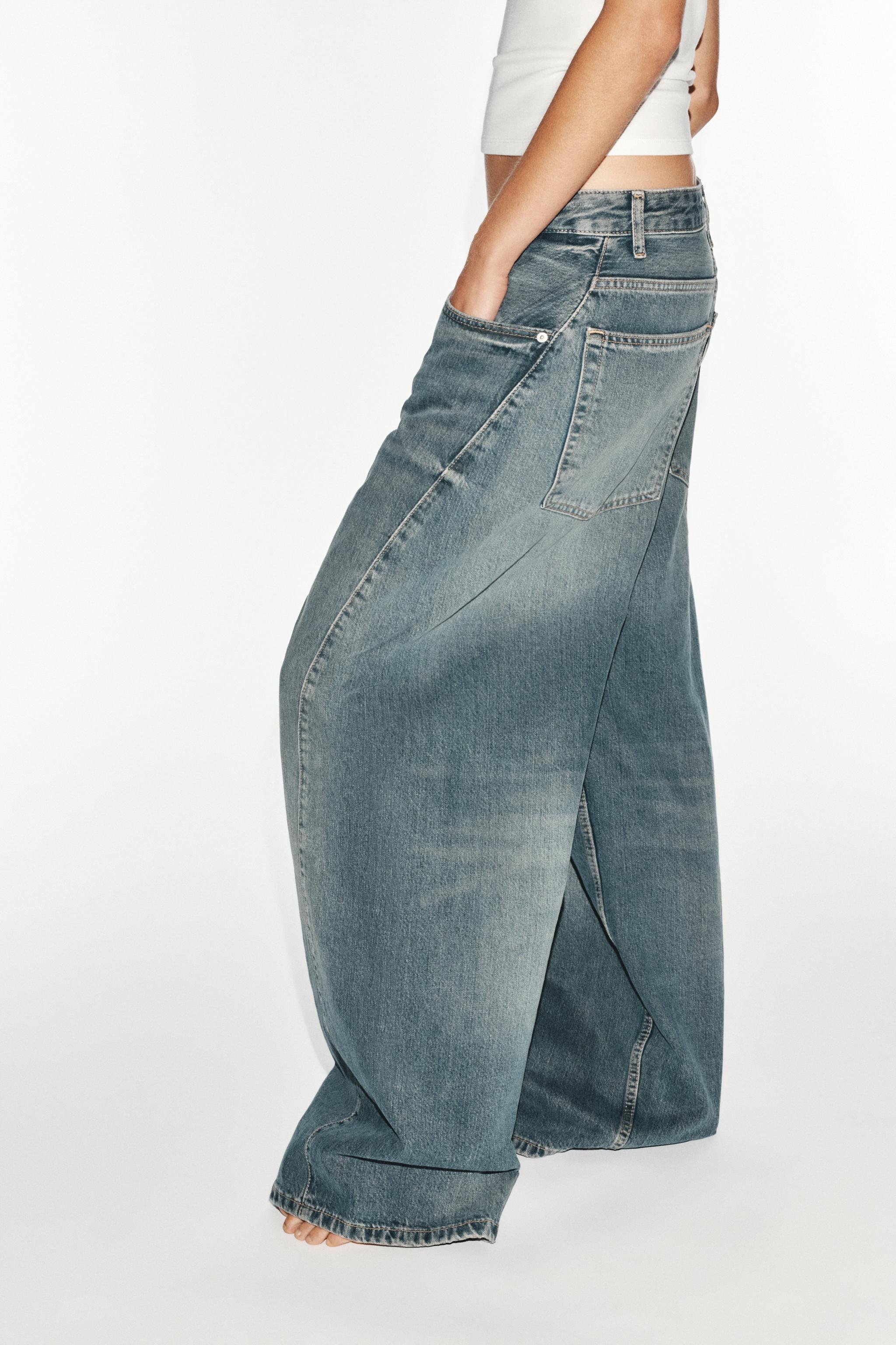 TRF MID-RISE BAGGY OVERSIZE STITCHED JEANS