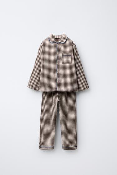 3-6 YEARS/ FLANNEL GINGHAM PYJAMAS - Brown by Zara